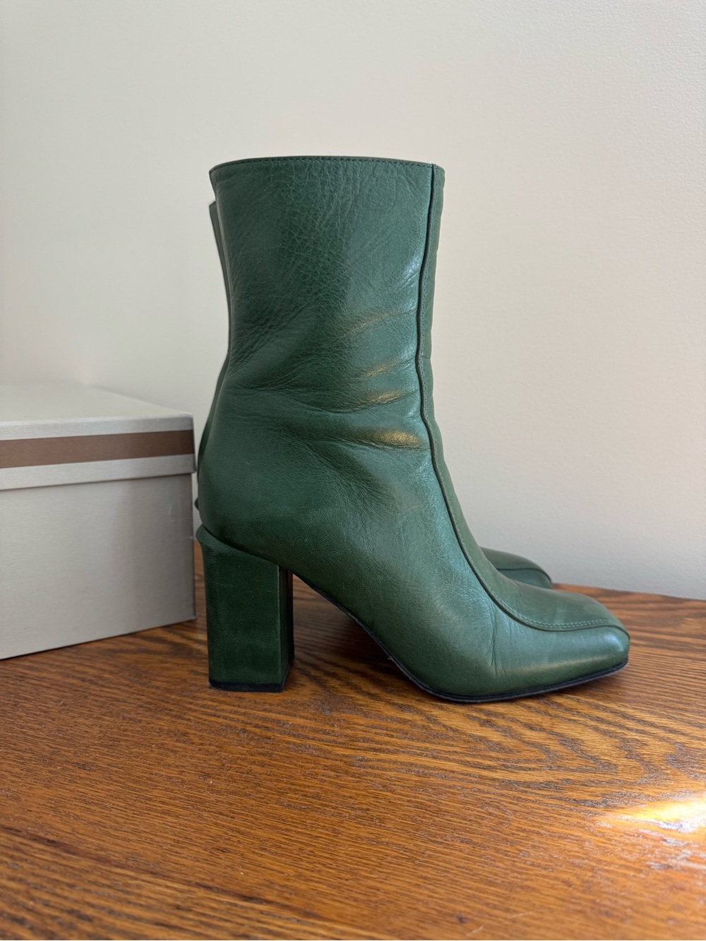 Marni Green Leather Block Heel Boot